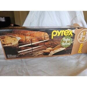 Vintage Pyrex Bake-A-Round Glass Bread Baking Tube & Rack Open Box #990 Corning